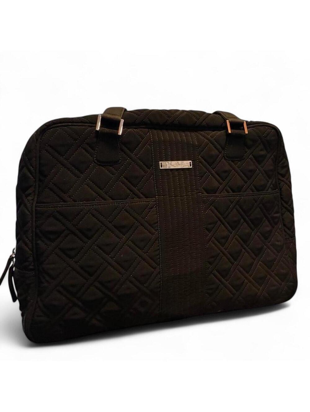 Vera Bradley Black Quilted Laptop Bag with Geometric Interior Pattern